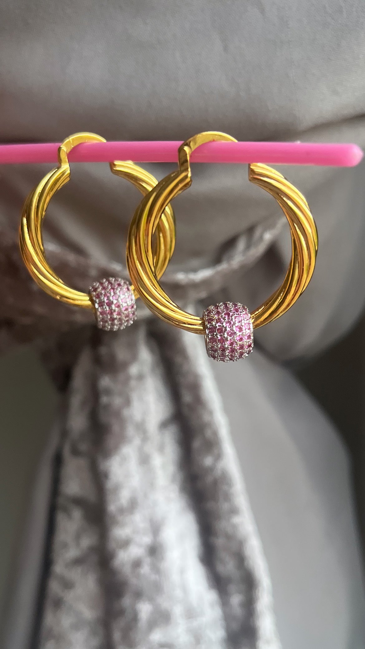 Hoop Earrings with CZ Ball