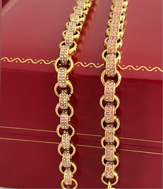 8mm Gold Belcher with CZ Stones