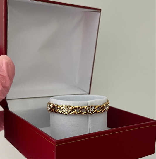 6”Heart Curb Gold Filled Bracelet